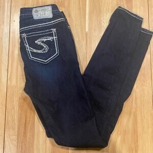 Silver Dark Wash Womens Jeans Size 26